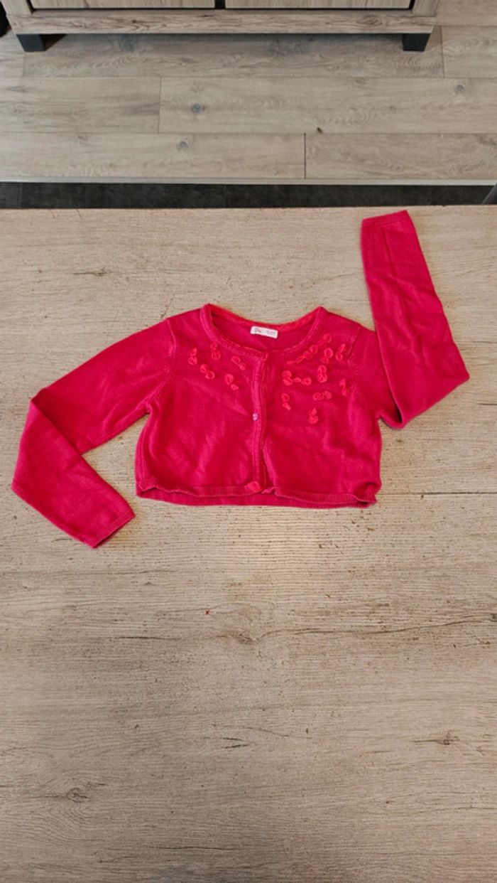 Gilet court à manches longues, fushia, Du Pareil Au Même, 10 ans, nickel