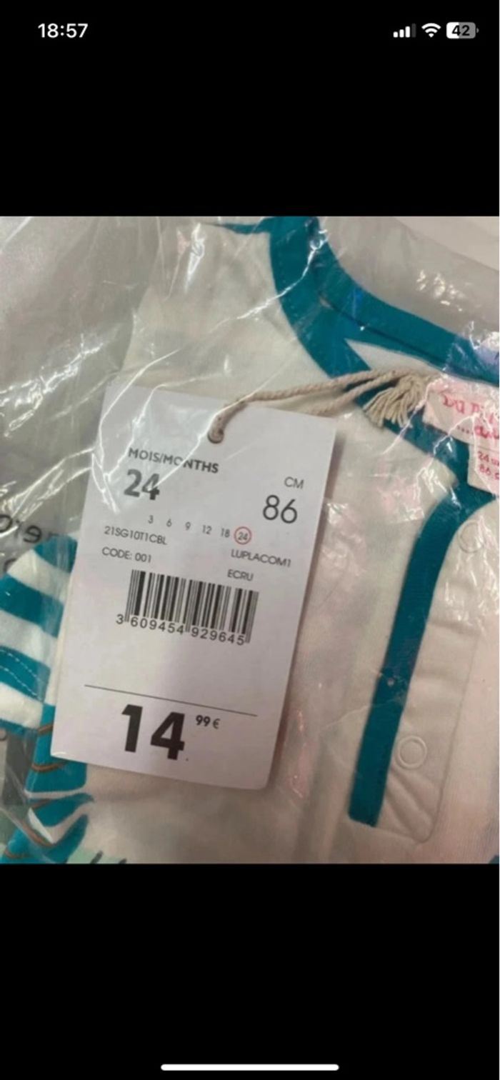 Combinaison short garçon - neuf - DPAM - Taille 24 mois - photo numéro 3