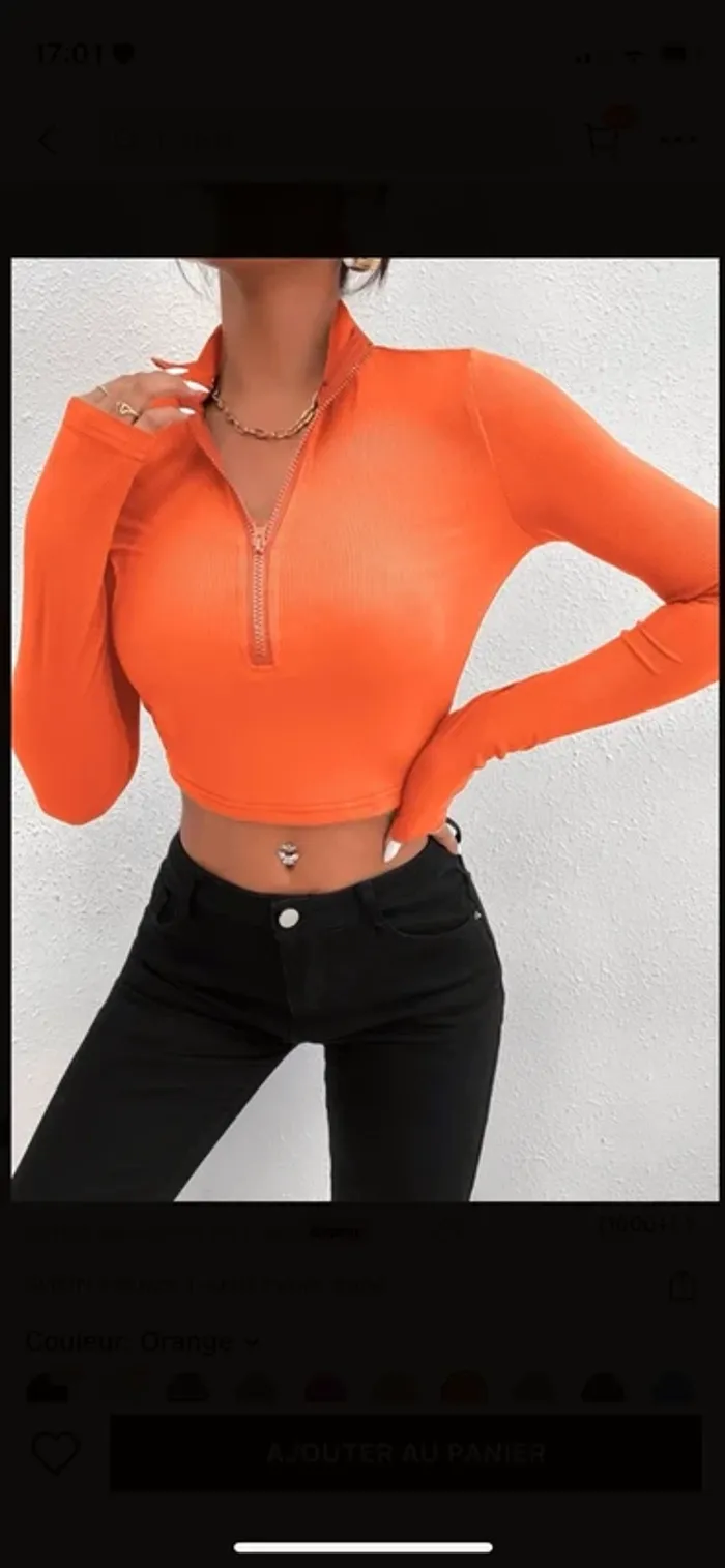 T-shirt crop top avec zip