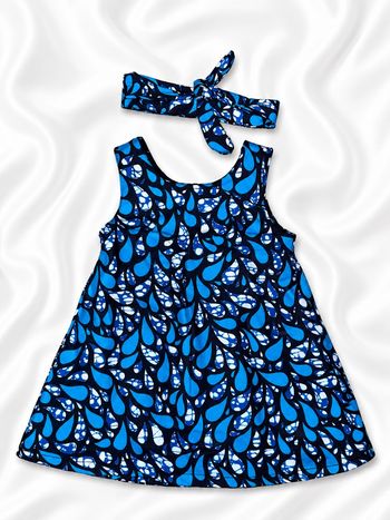 Robe en wax avec pression à l’épaule + son bandeau à nouer