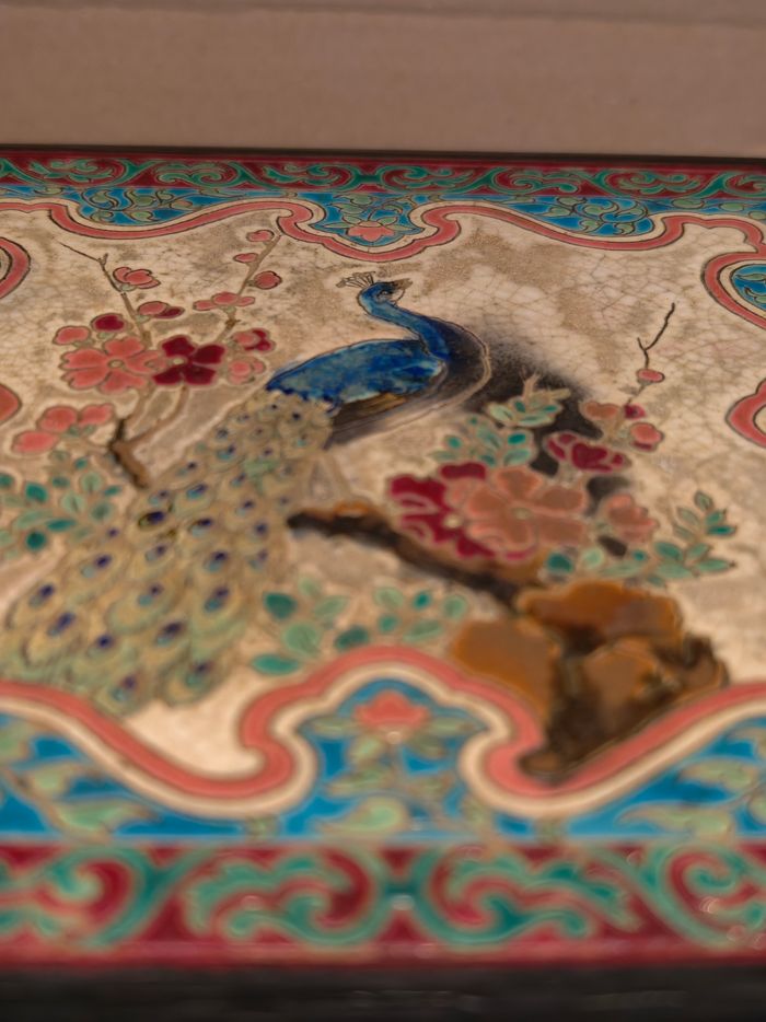 Dessous de plat en émaux de Longwy paon - photo numéro 6