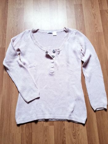 Pull col tunisien rose clair