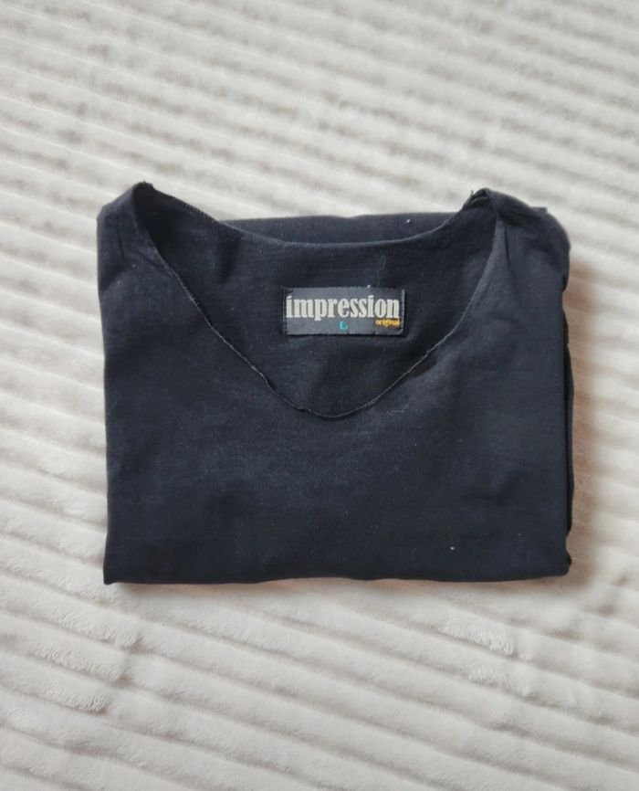 Tee-shirt noir manches longues Impression – Taille L - photo numéro 4