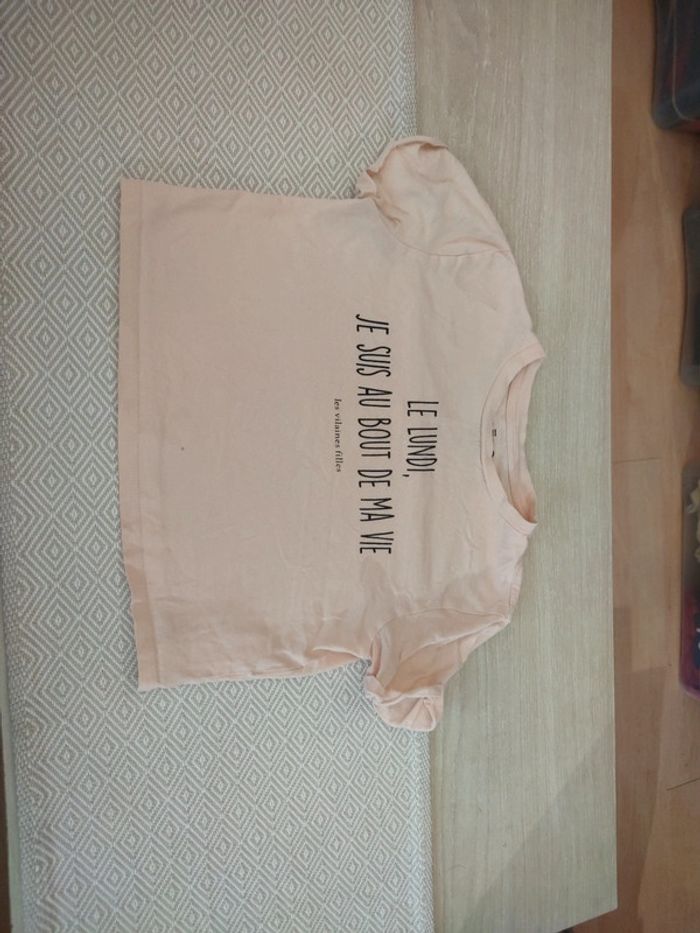 Tee shirt saumon le lundi je suis au bout de ma vie gemo 10 ans