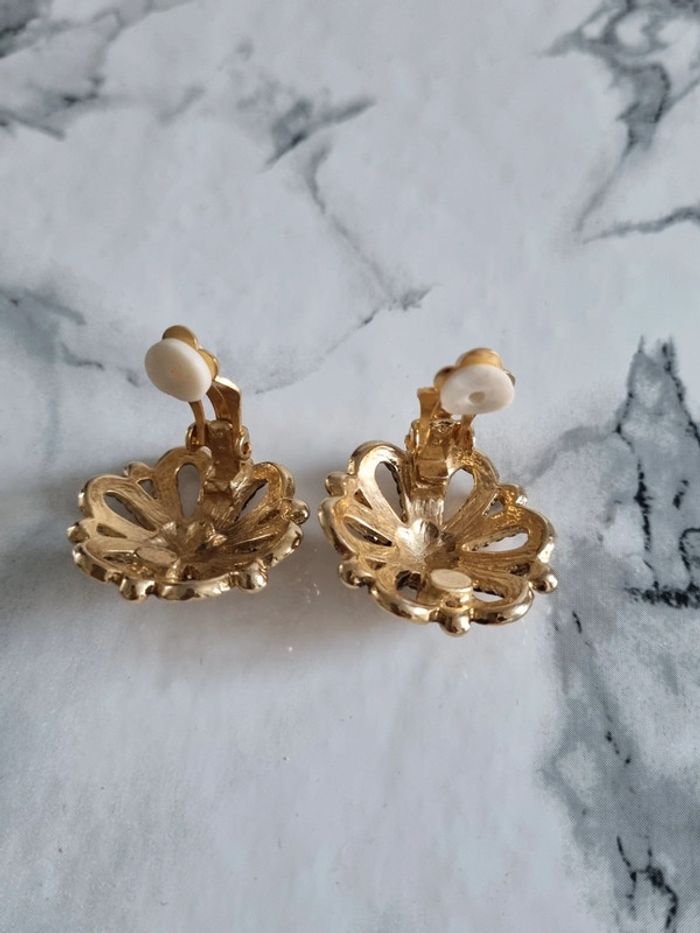 Paire de boucle d'oreille doré a clips vintage - photo numéro 12