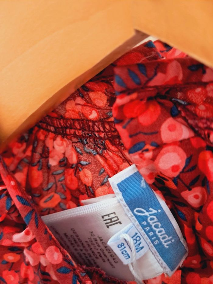 Neuf 🏷 Blouse jacadi liberty Wiltshire rouge 18 mois - photo numéro 3