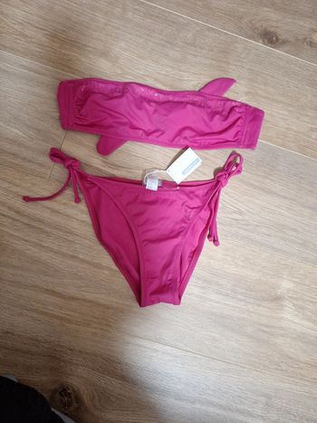 Ensemble maillot de bain 2 pièces rose fuchsia Golden Lady taille 2, 36,38