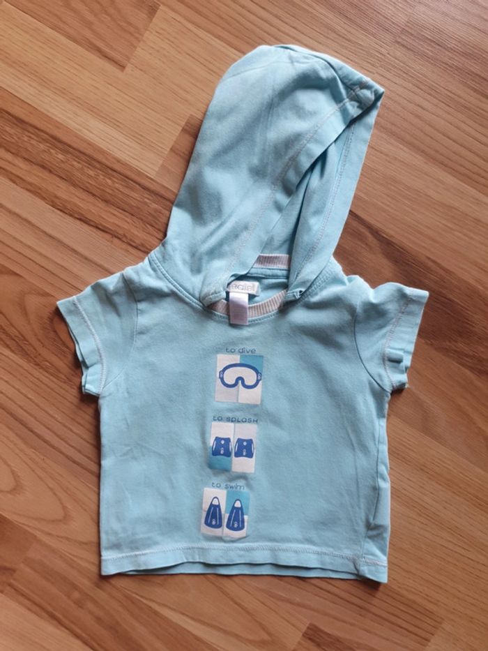 tee shirt obaibi 6 mois turquoise