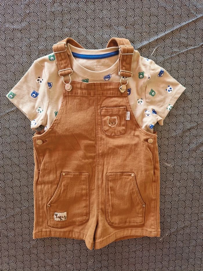 Ensemble salopette sergent major et t-shirt obaibi 2 ans neufs - photo numéro 2