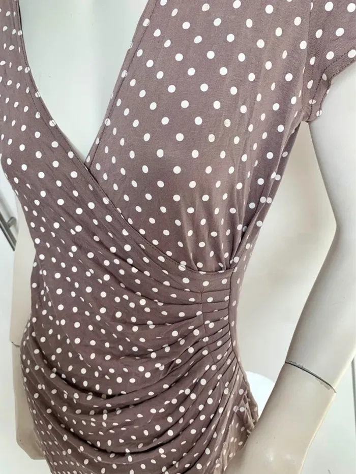 Jolie robe à pois drapée vintage - photo numéro 2