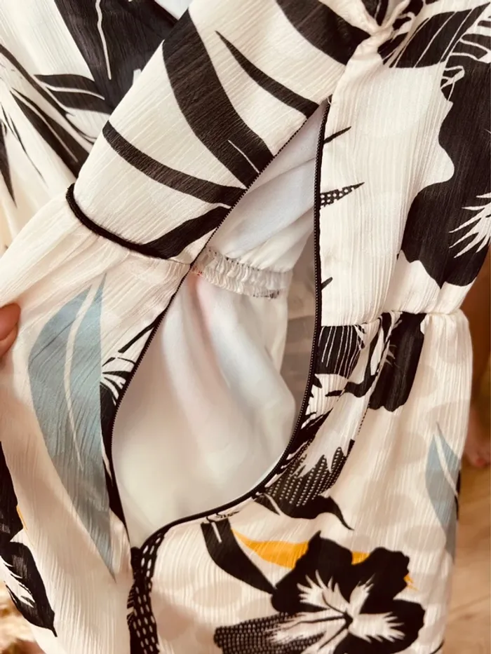 Taille M ~ 38 robe d’été fluide femme Promod ivoire noir et corail 🌺 - photo numéro 8