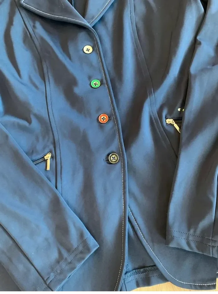 Veste  de  Concours d’Équitation  Equitheme  Soft  Bleu  Marine,  Taille  38 /  M,  Col  en Daim - photo numéro 2