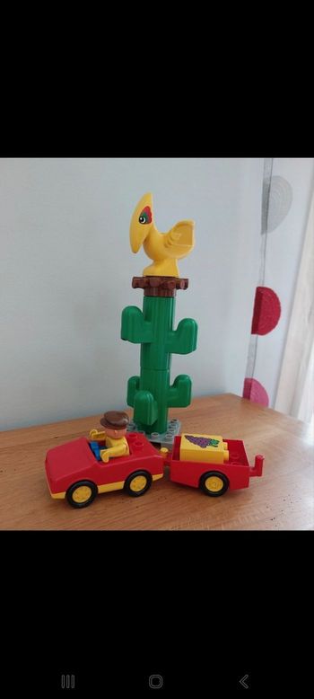 Voiture + remorque, cactus + oiseau dinosaure pterodactyl - lego duplo