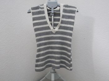 débardeur à capuche rayé gris & blanc tout doux 🐺✨