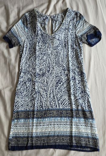 It Hippie Robe courte Viscose Bleu et Blanc Très bon état Taille S