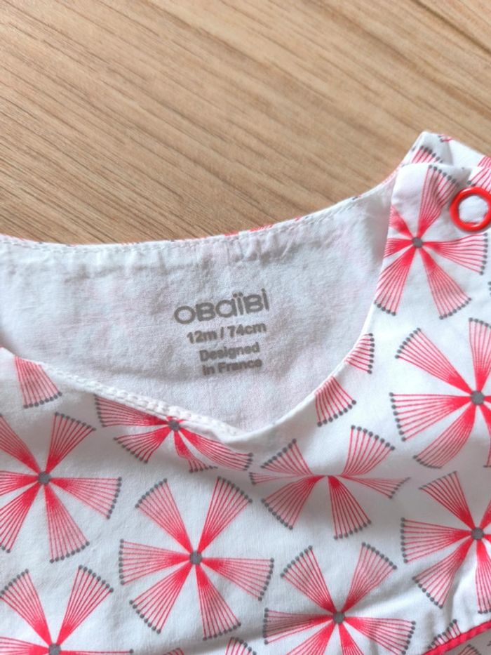 Robe Obaïbi blanche et rouge - Taille 12 mois - 74cm - photo numéro 3