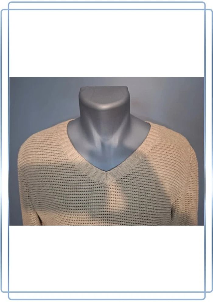 Pull vintage col V tommy hilfiger beige - homme - taille XL (125) - photo numéro 2