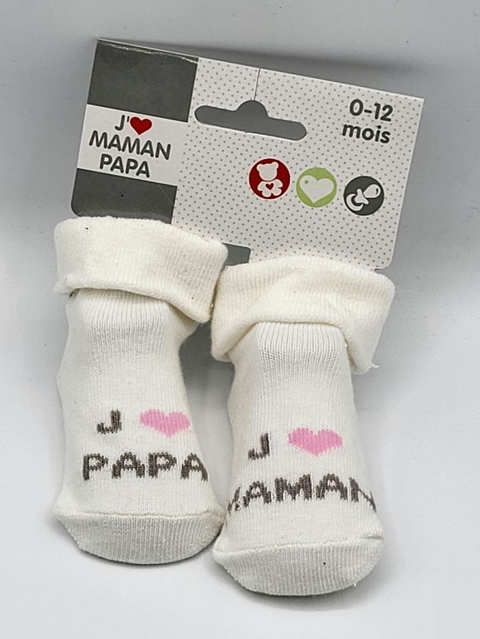 Chaussettes bébé J'aime papa maman 0-12 mois
