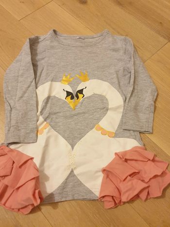 T-shirt manche longue cygne avec volant