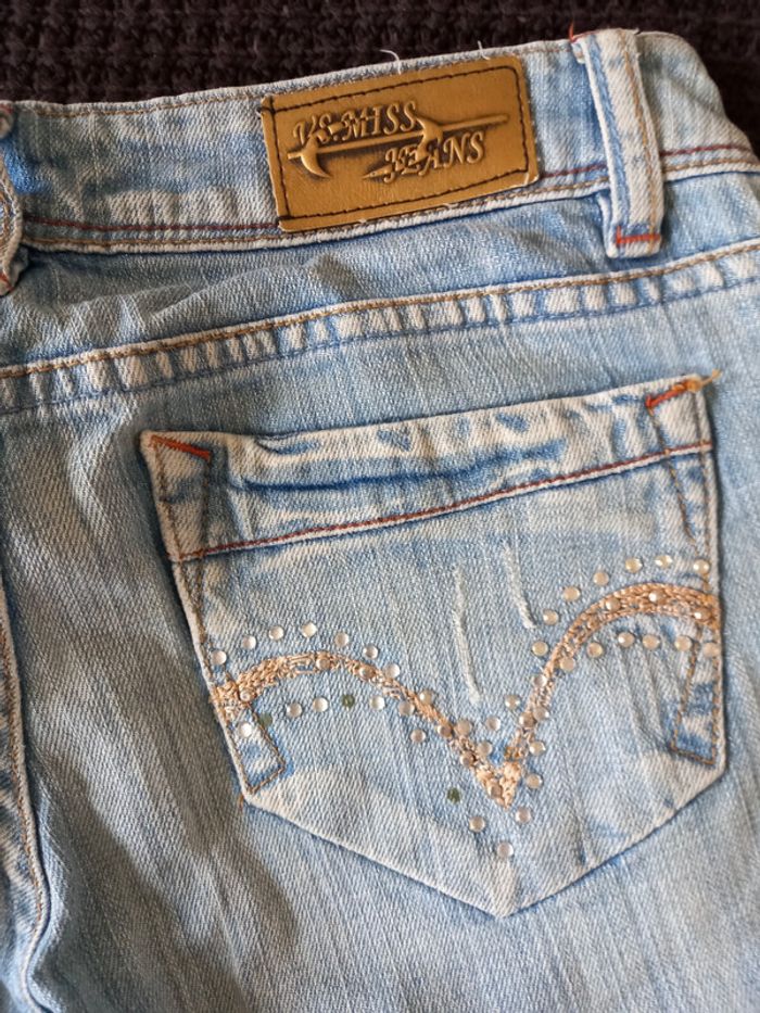 Pantacourt jeans avec motifs T : 36 - photo numéro 6
