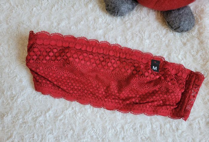Soutien-gorge Bandeau dentelle rouge Etam - photo numéro 6