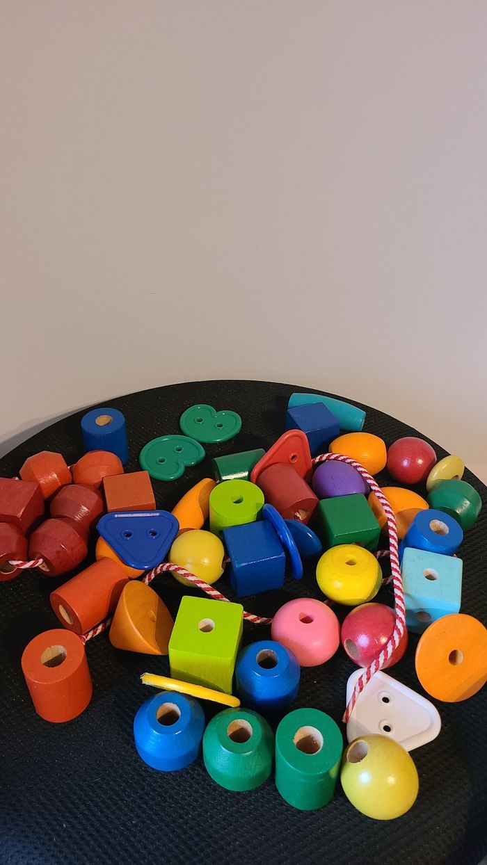 Perles géantes en bois plastique lot