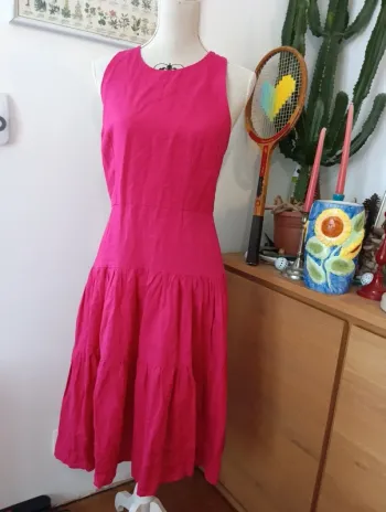 Robe rose fushia  framboise en lin Caroll taille 38