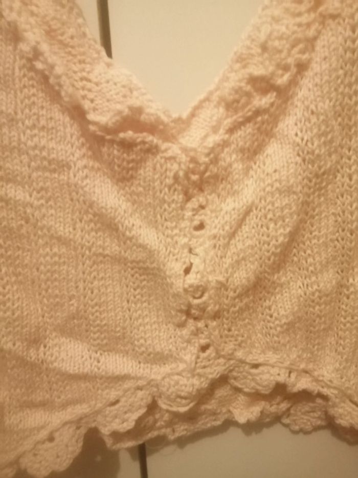 🌸Top court maille saumon Taille 38/40 Vintage 🌸 - photo numéro 3