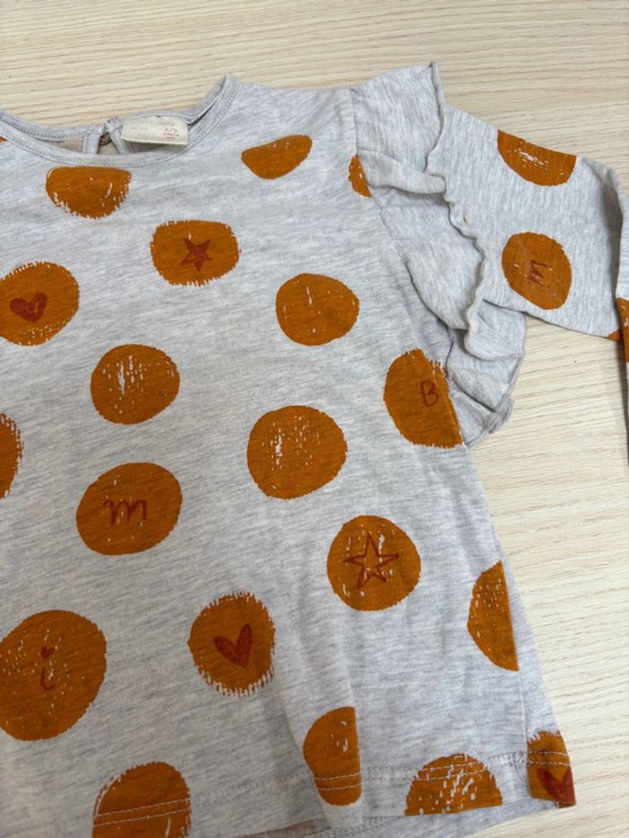 T-shirt manches longues gris Zara taille 2-3 ans - photo numéro 2