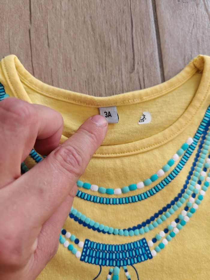 Ensemble d'été jupe et t-shirt jaune et bleu 3 ans - photo numéro 6