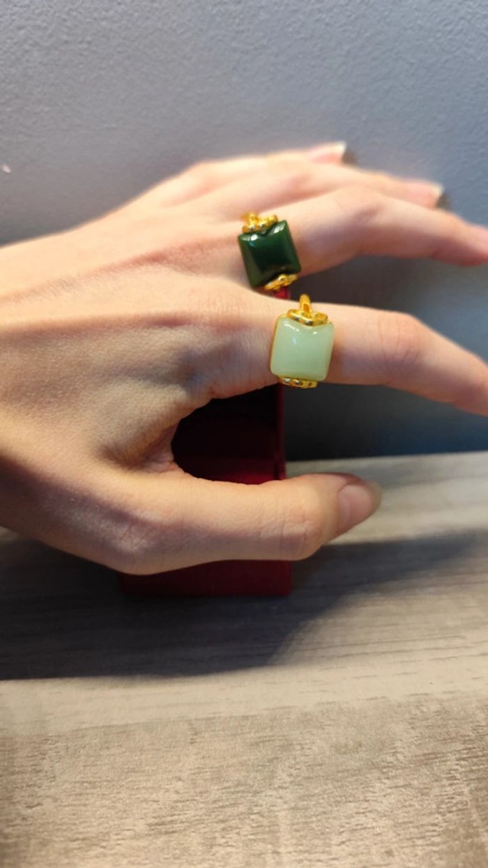 Bague jaune et blanche - Ajustable - photo numéro 5