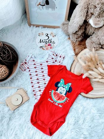 Lot de 2 bodies manches courtes Minnie Disney fille 3 mois 🎀