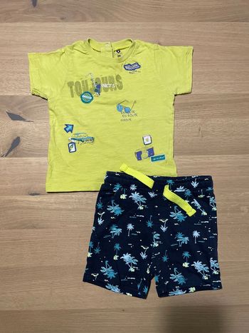 Ensemble t-shirt jaune et short bleu Z grain de blé 18 mois