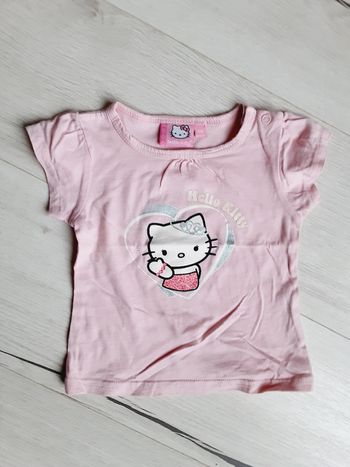 Vêtement bébé fille tee-shirt manches courtes Hello Kitty rose 12 mois 1 an