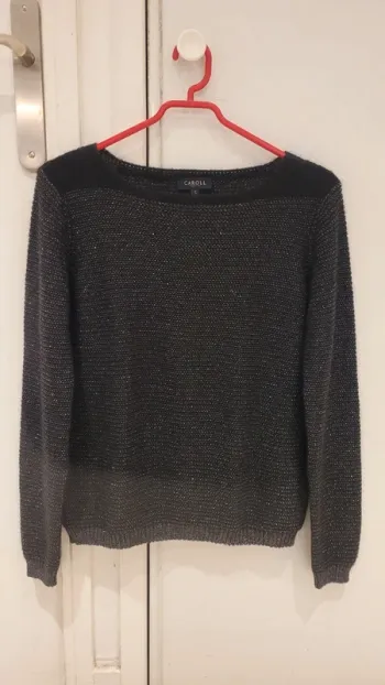 Pull noir pailleté 14% mohair