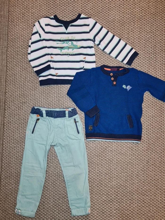 Ensemble 1 pantalon + 2 pulls - 24 mois - photo numéro 2