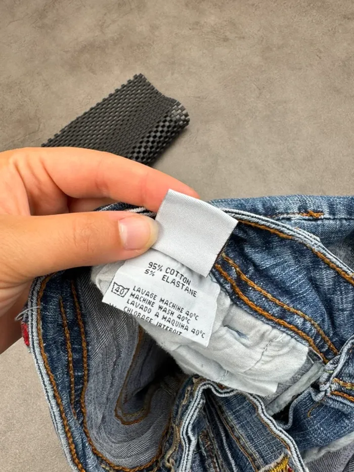 Pantacourt denim en jeans Vintage à motifs brodé Y2k 00’s Taille 42 - photo numéro 10