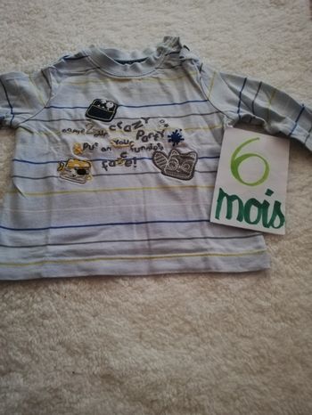 Tee shirt manche longue garçon 6 mois bleu baby club