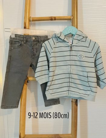 Ensemble gilet/sweat et jean taille 9-12 mois (80cm)