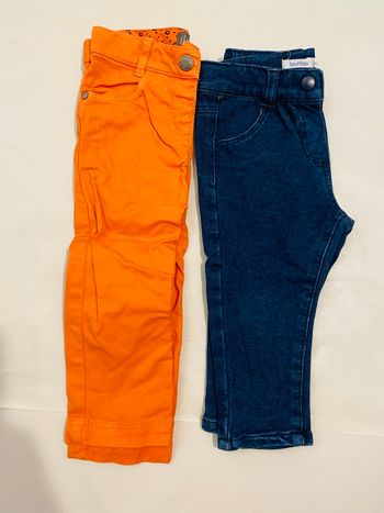 2 pantalons fille 9 mois