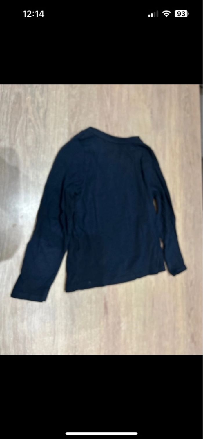 Teeshirt manches longues bleu marine écriture blanches 5 ans - photo numéro 3