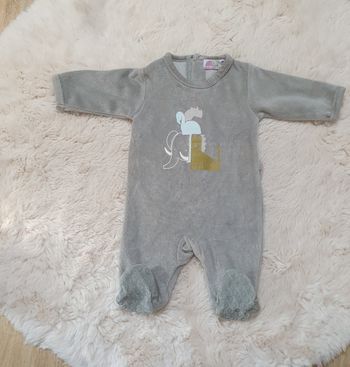 Pyjama 1 mois 54 cm velours imprimé animaux graphique