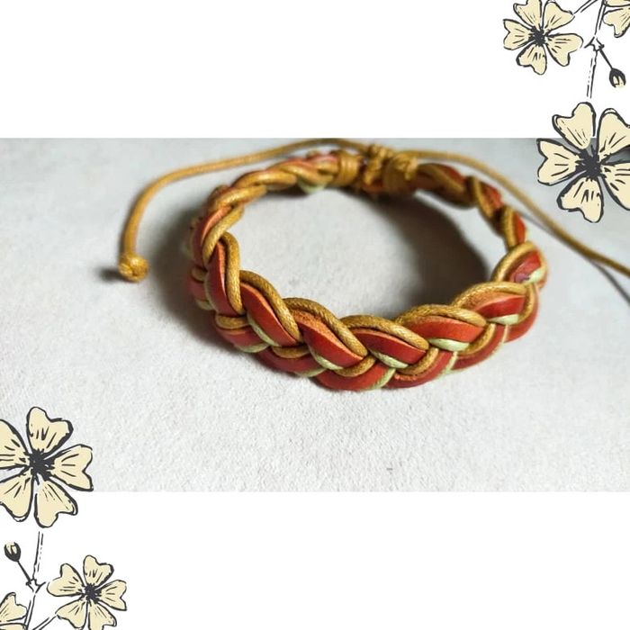 Bracelet tressé en cuir aux tons chauds – Unisexe - photo numéro 3