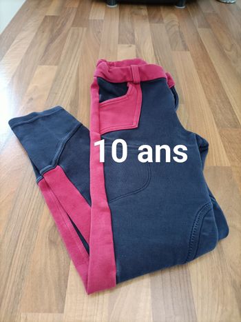 Pantalon équitation Fouganza rose bleu marine 10 ans
