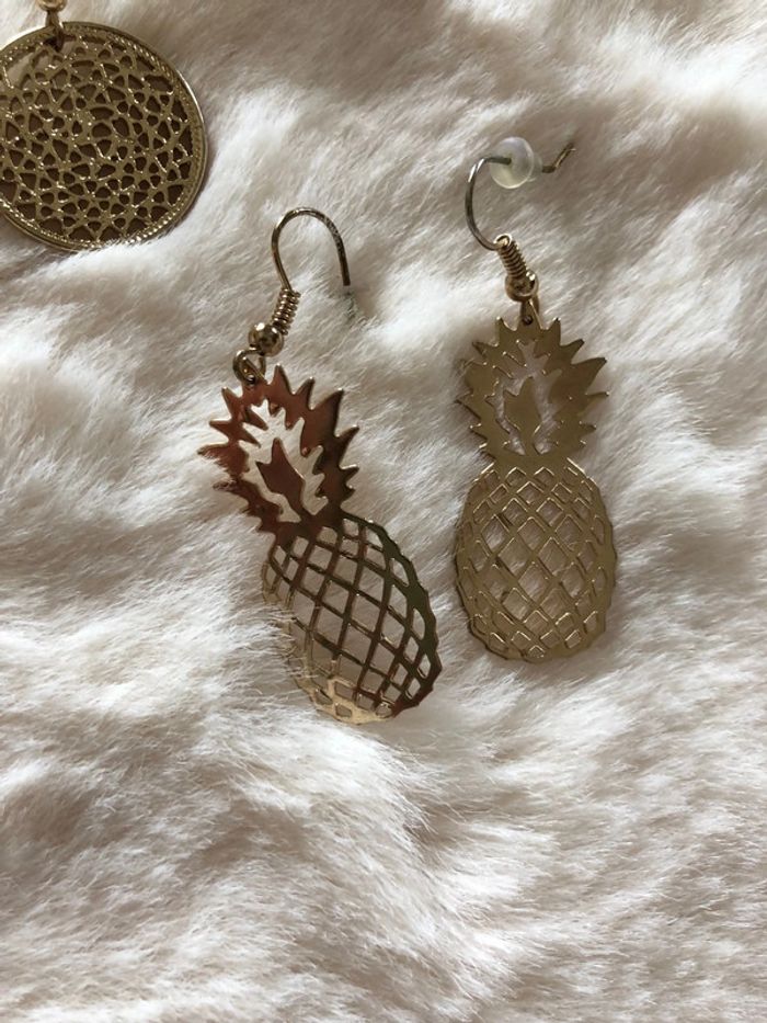 Lot 3 paires boucles d’oreilles dorées - photo numéro 3