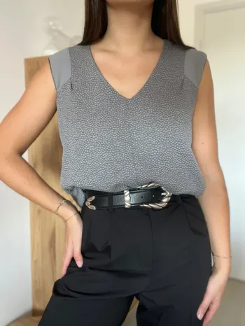 Blouse manches courtes grise Scarlet Roos