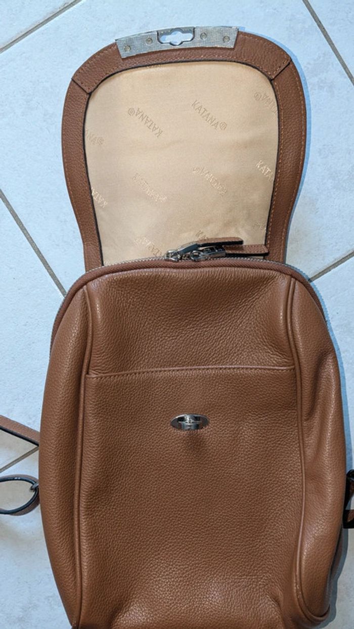 Sac à dos en cuir marron Katana - photo numéro 5