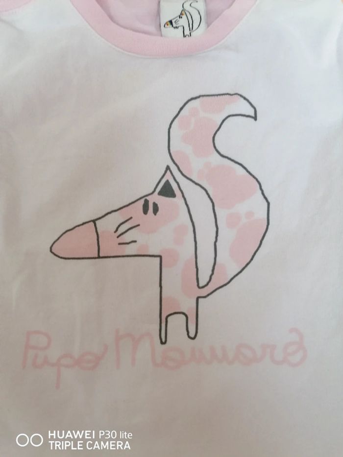 T-shirt blanc et rose 9 mois - photo numéro 6