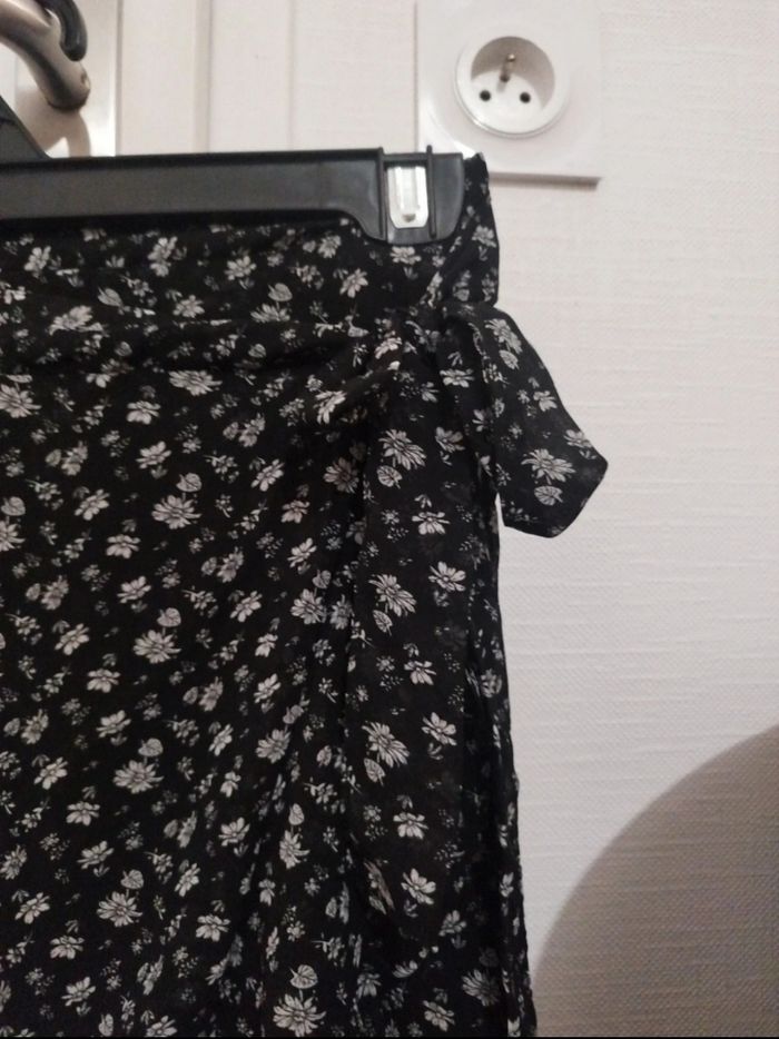 Jupe longue fleurie noir et blanc - photo numéro 2