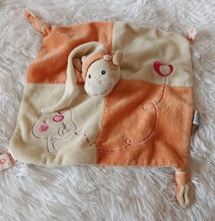 Doudou vache carré plat orange ,écru - Pommier - Gipsy - photo numéro 1